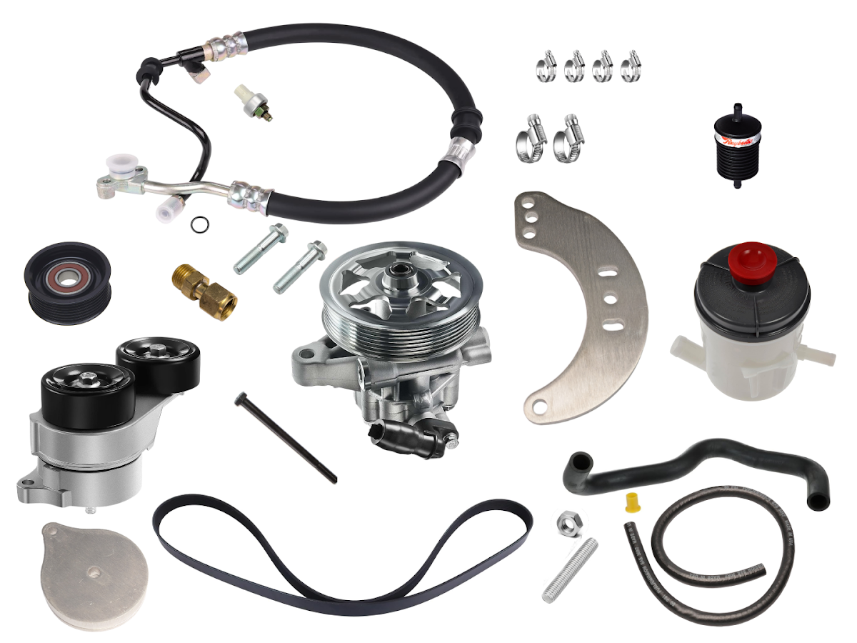 K24z power steering and serpentine belt kit fitted to the engine
